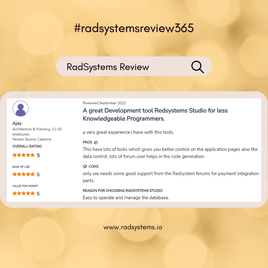 myradsystems's tweet photo. Launching 365 days of amazing reviews for RadSystems Studio 
-The freelancer's friend-

#radsystemsreview365 #radsystems #lowcode #retweet https://t.co/PMu75bdG7m