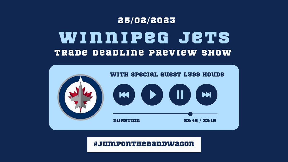 BandWagonHKYPod's tweet photo. Bandwagon Trade Deadline Preview - @NHLJets

Watch on @YouTube!
📺https://t.co/ap2TsrYRtK

All Other Channels
🔗https://t.co/HnfSNenZCp…
🎙️@rbhyndman + @mthompsonn5 ft @lysshoude of @sdpnsports + @CantTeachSize

#NHL #Podcast #Hockey #Winnipeg #Jets #Trade #Meier #Dubois #Elhers https://t.co/Qjns9JP99m