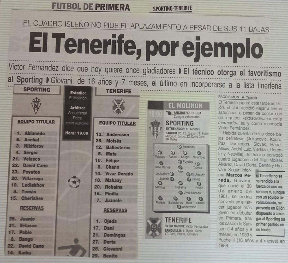 XGiovanni10's tweet photo. SPORTING-TENERIFE 🤍💙
Recuerdos del Molinón...🏟 https://t.co/Gwne4K5hJL