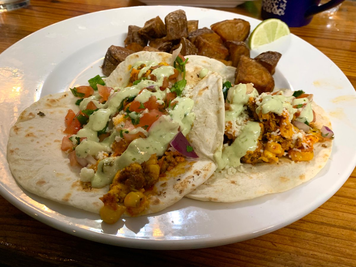 Breakfast tacos at <a href="/halfandhalfstl/">Half & Half</a>. Good grub!