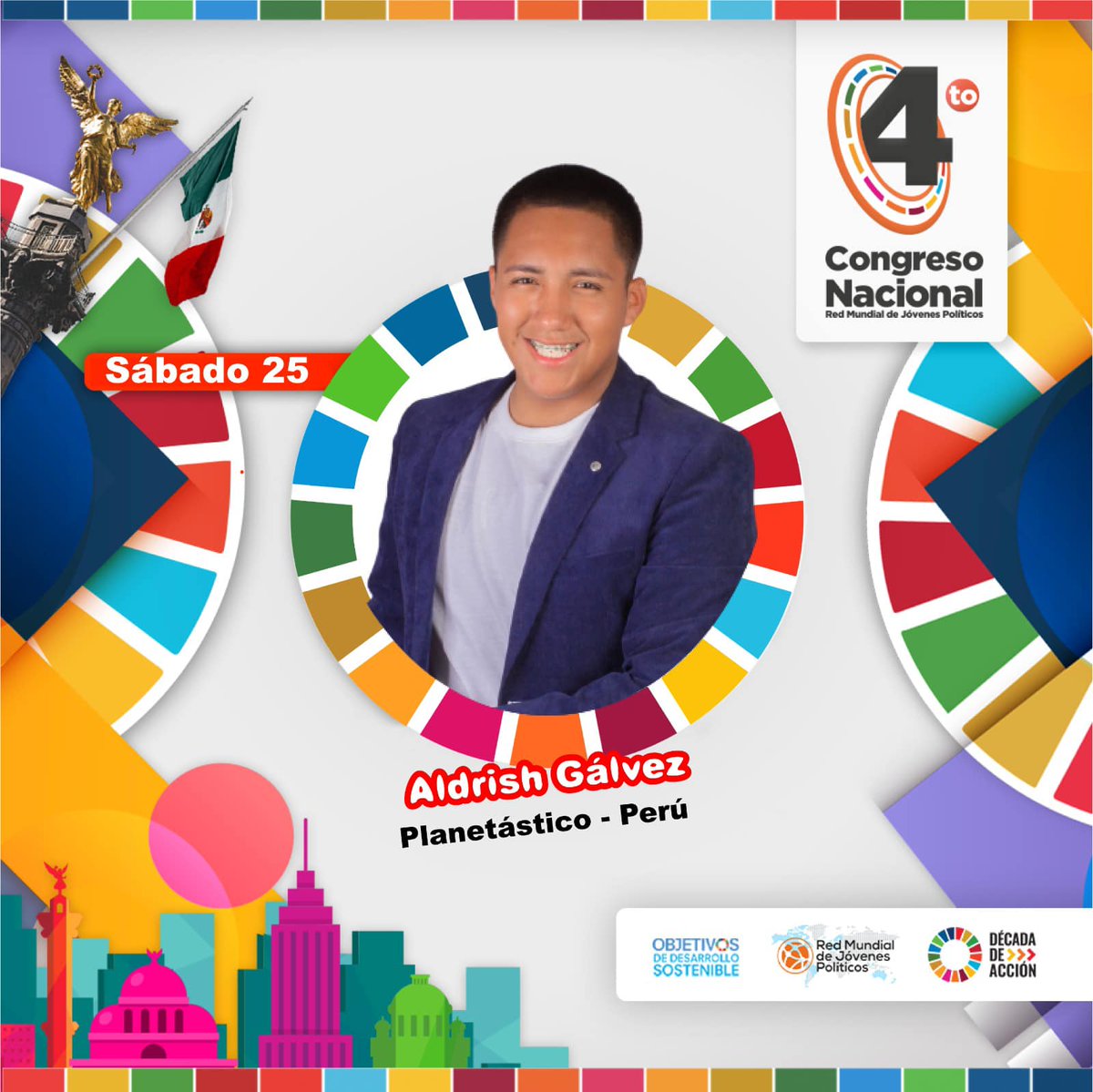 📣Hoy, #AldrishGálvez, mención honrosa del Premio Nacional de la Juventud "Yenuri Chiguala Cruz" 2021 🏆 participará en el Congreso Nacional de la Red Mundial de Jóvenes Políticos México, donde será reconocido por su iniciativa social #Planetástico.💪