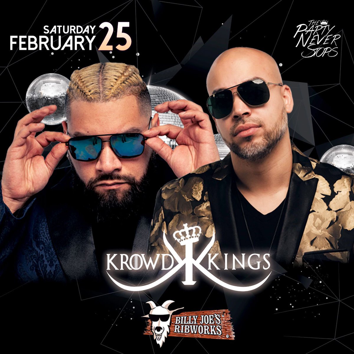 DJGrandFinale's tweet photo. The @krowdkings are back at @billyjoesny tonight! Party starts at 9:30! The @tpnsrecords crew will be holding it down as always! See y’all there!! #ThePartyNeverStops https://t.co/S4kjonAMDT