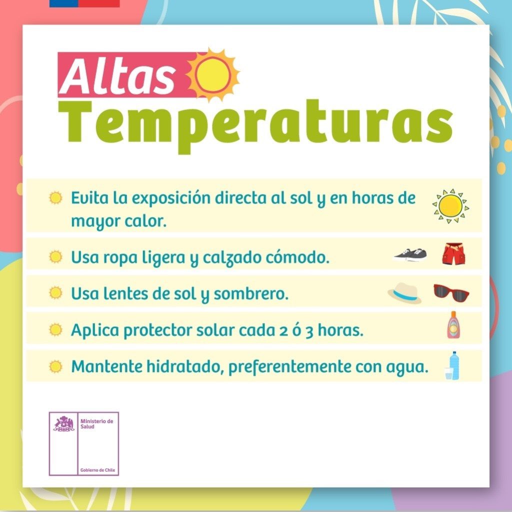 📢 Importante #SenapredPreviene Ante el pronóstico de @meteochile_dmc que indica altas temperaturas para la región de Ñuble, ten en cuentas las siguientes recomendaciones 👇👇👇