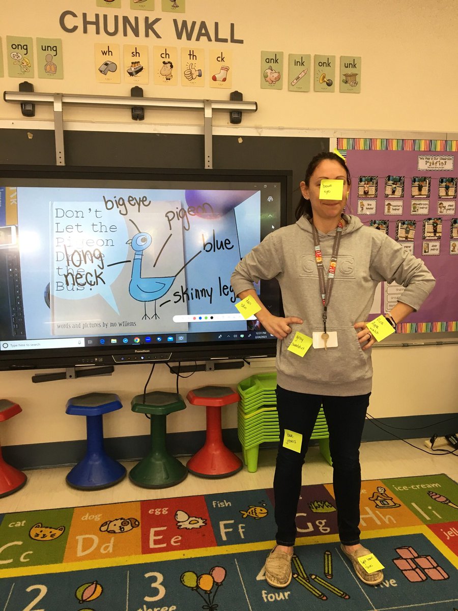 Practicing using describing words when talking about characters. Thanks <a href="/FSDProchnow/">Mrs. Prochnow</a> for modeling as a character.