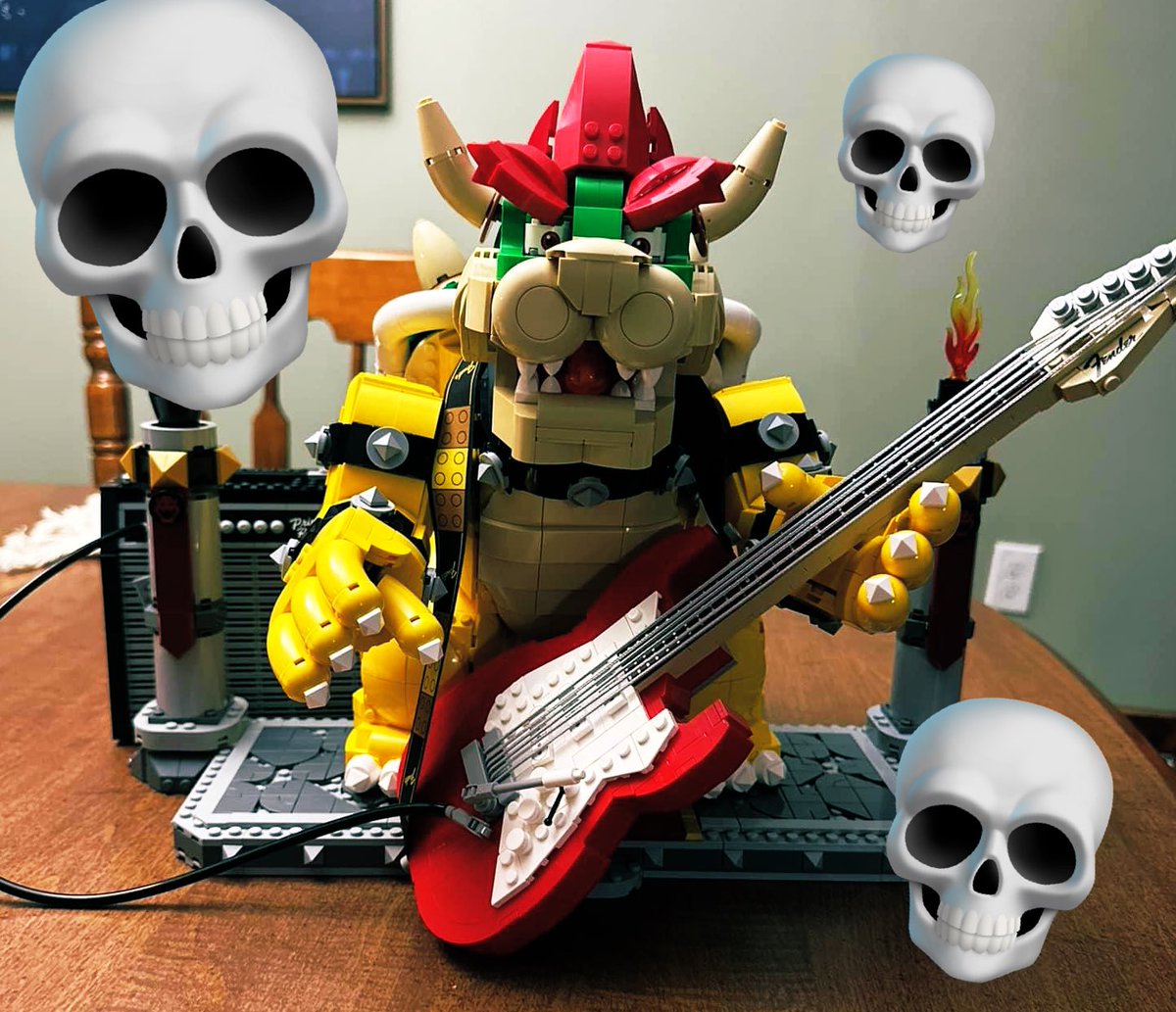 Bowser looks pretty rad with the #LEGO #FenderStratocaster! 🤟🤟💀💀

#LEGOSuperMario #SuperMario #Bowser #Fender #LEGOFender #Stratocaster #LEGOIdeas