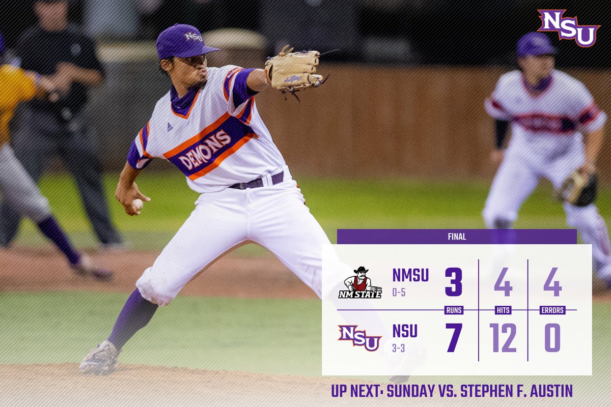 NSUDemonsBSB's tweet photo. Kyle Froehlich comes in and strikes out the final two batters to earn the save!

@a1exmak strikes out a career-high 11, leading the Demons to their third straight win

#ForkEm https://t.co/CoiVfzQ9oS