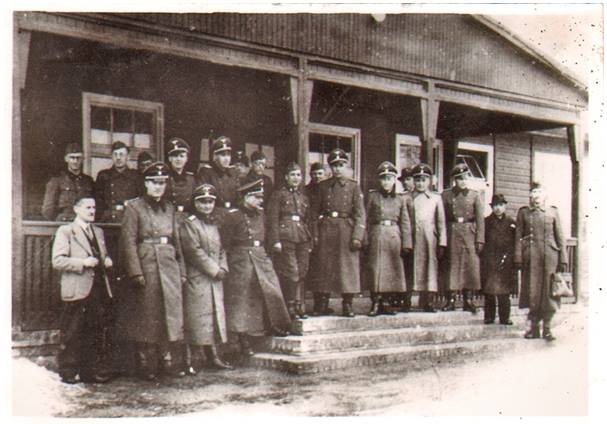 The Führer honored him on the recommendation of the SS commander Heinrich Himmler. The Birkenau camp, four crematora &amp; gas chambers as well as hundreds other camp buildings were constructed under Bischoff's direction. 📷 Karl Bischoff's staff (Bischoff: 4th from the right).