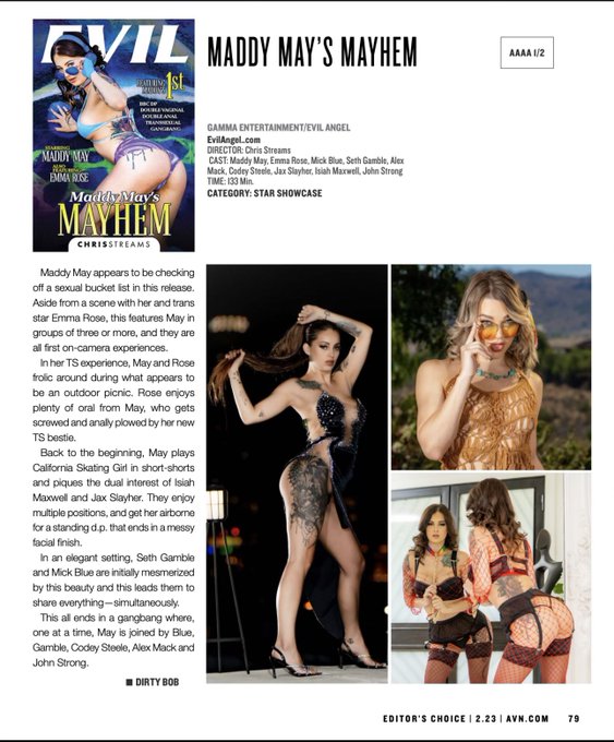 Thank you @AVNMediaNetwork &amp; Dirty Bob for the editors choice on Mayhem &hearts;️ it means so much to me to<a class="tags" href="/tag/avnmedianetwork">@avnmedianetwork</a>