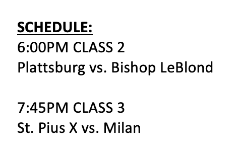 Staley High School (@shsfalcons) on Twitter photo Hey @PlattsburgBBall <a href="/LeBlondEagles/">Bishop LeBlond High School</a> <a href="/stpiusxhskc/">St. Pius X H. S.</a> <a href="/MilanHSWildcats/">Milan High School</a>!
We're excited to host your <a href="/MSHSAAOrg/">MSHSAA</a> boys' 🏀 sectional games at Staley on Monday!
🎟$8+fees age 6+ (online ticketing only - no sales at gate) mshsaa.hometownticketing.com/embed/event/17…
Gates open at 5pm!
<a href="/NKCSchools/">NKC Schools</a> Hey @PlattsburgBBall <a href="/LeBlondEagles/">Bishop LeBlond High School</a> <a href="/stpiusxhskc/">St. Pius X H. S.</a> <a href="/MilanHSWildcats/">Milan High School</a>!
We're excited to host your <a href="/MSHSAAOrg/">MSHSAA</a> boys' 🏀 sectional games at Staley on Monday!
🎟$8+fees age 6+ (online ticketing only - no sales at gate) mshsaa.hometownticketing.com/embed/event/17…
Gates open at 5pm!
<a href="/NKCSchools/">NKC Schools</a>