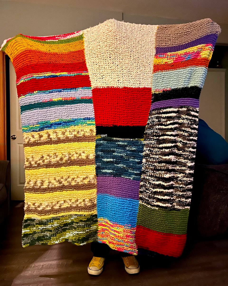 Took all my leftover bulky yarns and made the ugliest blanket ever.