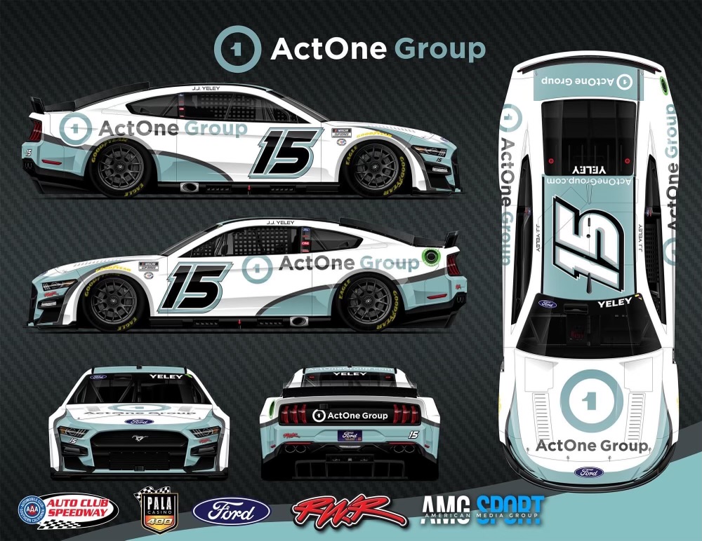 The ActOne Group is thrilled to announce we are sponsoring the @RickWareRacing No. 15 Cup Series Car in Sunday’s @NASCAR #PalaCasino400 at the @AutoClubSpdwy! Join us in cheering on @jjyeley1, as he drives the ActOne Group No. 15 car Sunday at 12:30 PM PT/ 3:30 PM ET on FOX!