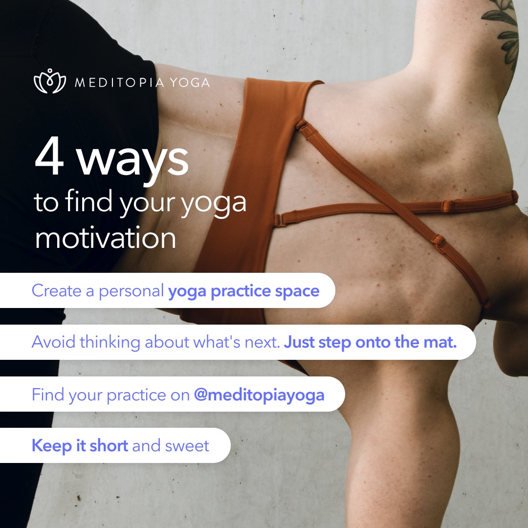 Aren't there days were we need an extra push to practice? 😅If you'd like to ignite your motivation shortly, here are 4 ways to find inspiration. 🤸‍♀️@meditopiayoga is available to download on the App Store. #Yoga #yogaclasses #fitness #yogavideos #health #meditopia #yogalife