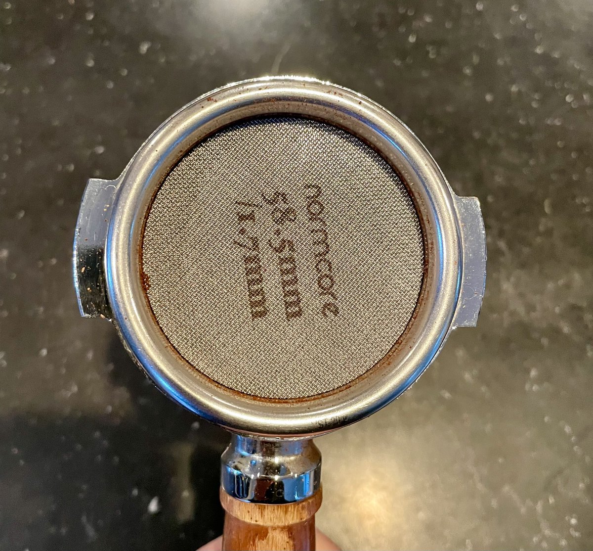 JonDolin's tweet photo. A puck screen is another tool you can use to reduce espresso channeling. Just place in portafilter after tamping. 

A side benefit is it creates a barrier bw puck and shower screen so you don’t have to clean the group head as frequently #brewbetter #espresso https://t.co/y897U0QMqt