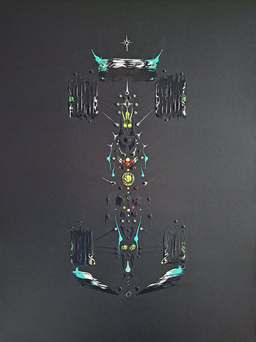 DavidTyers9's tweet photo. First car of the season had to be Mercedes!

Here is Knight Shadow 44, acrylic paint on board. 

#F1 #F1Art #W14 #SirLewisHamilton https://t.co/KBniaMLnIX
