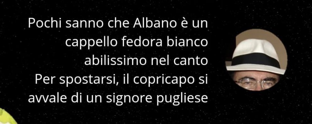 Comunque quando appare Albano io penso sempre e solo a questa cosa #unavocepersanmarino