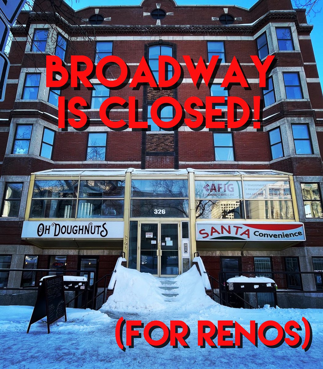 Our Broadway location is currently closed due to renos. The building itself is being reno’d, then we are doing our own reno &amp; expansion (seating, proper coffee &amp; MORE doughnut foods)! Hoping to be done in late Summer/early Fall 🤞🏼
#Winnipeg #WpgFood