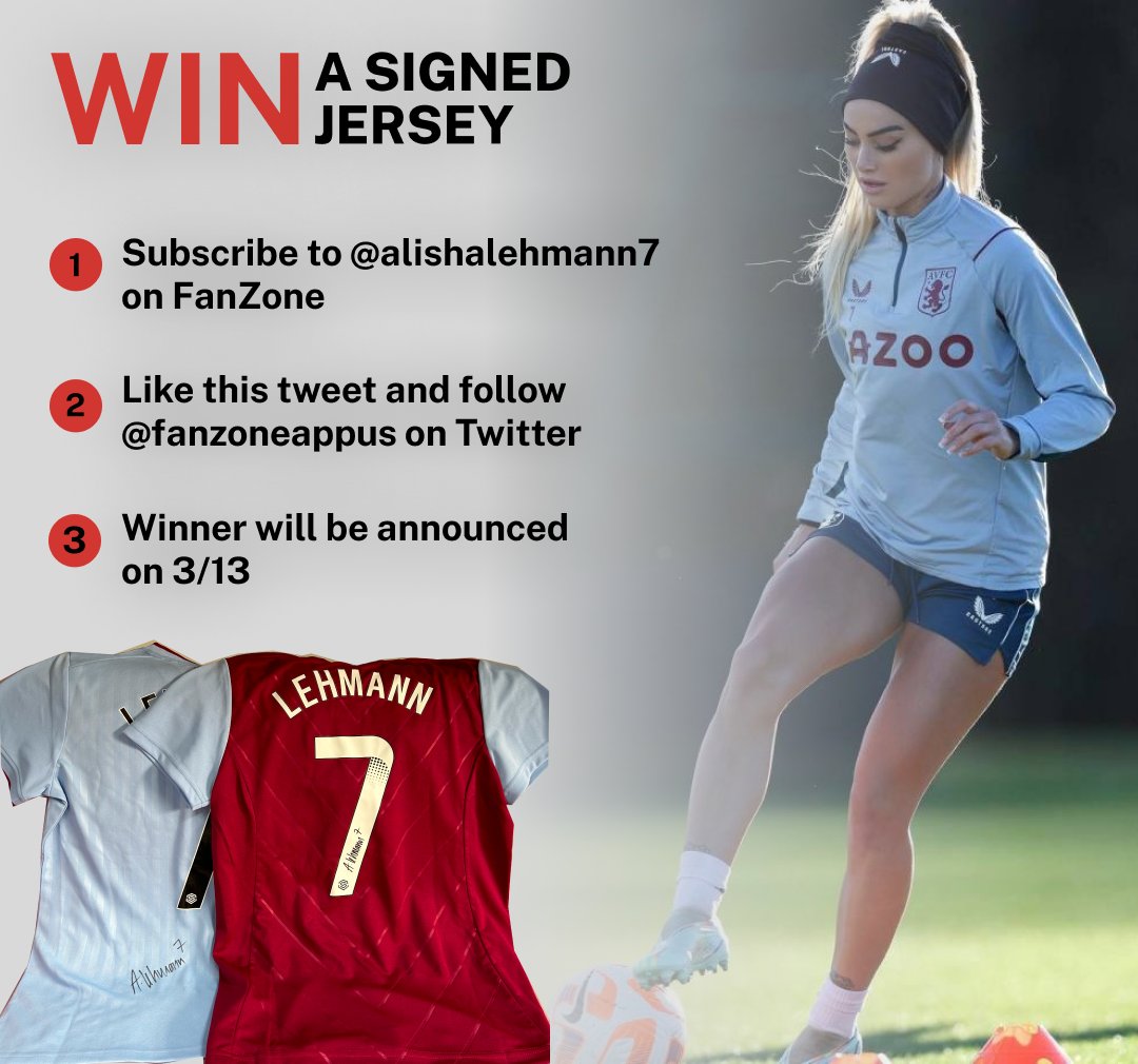 Support Alisha on FanZone to follow her football journey and access behind-the-scenes content. Supporters will be entered for a chance to win a signed jersey, the winner will be randomly chosen and announced 3/13 on her FanZone!

fanzoneapp.us/user/alishaleh…