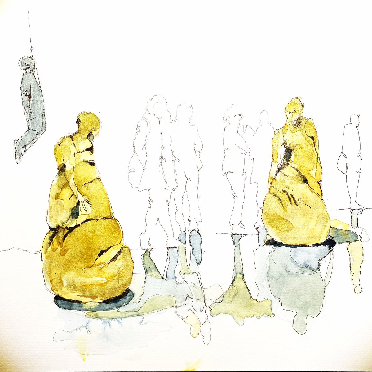 Juan Muñoz. Todo lo que veo me sobrevivirá. #tententieso #alcala31 #salaalcala31 #juanmuñoz #arteenmadrid #todoloqueveomesobrevivirá #arquitecturamadrid #invierno2023 #watercolor #acuarela #aquarelle #schminckehoradam #archespaper #pintoloqueveo #schetchbook