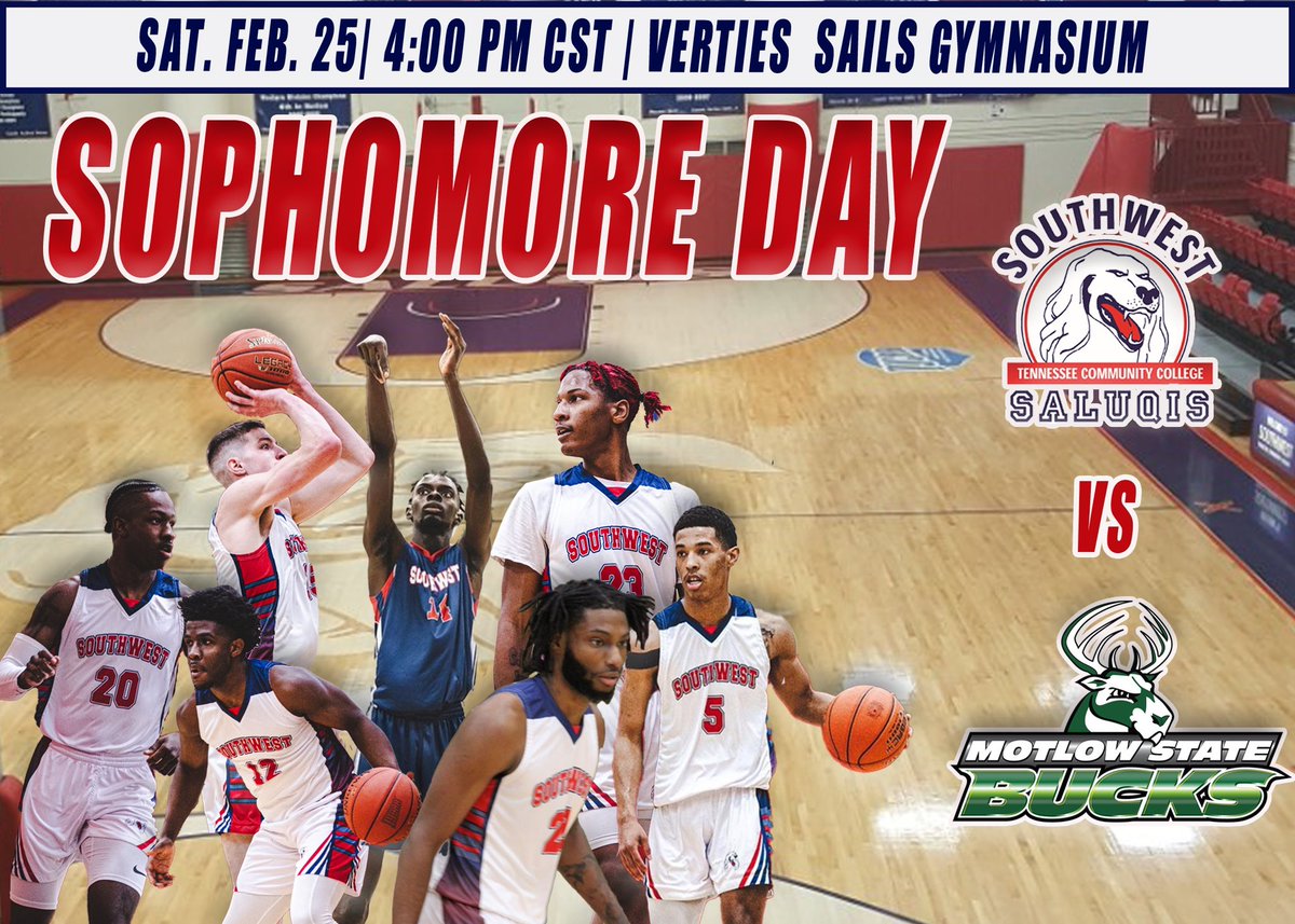 Last Home Game! Let’s pack the gym! Today at 4pm vs Motlow State! #saluqishoops📚🏀 #sweatnowsmilelater #sophomoreday