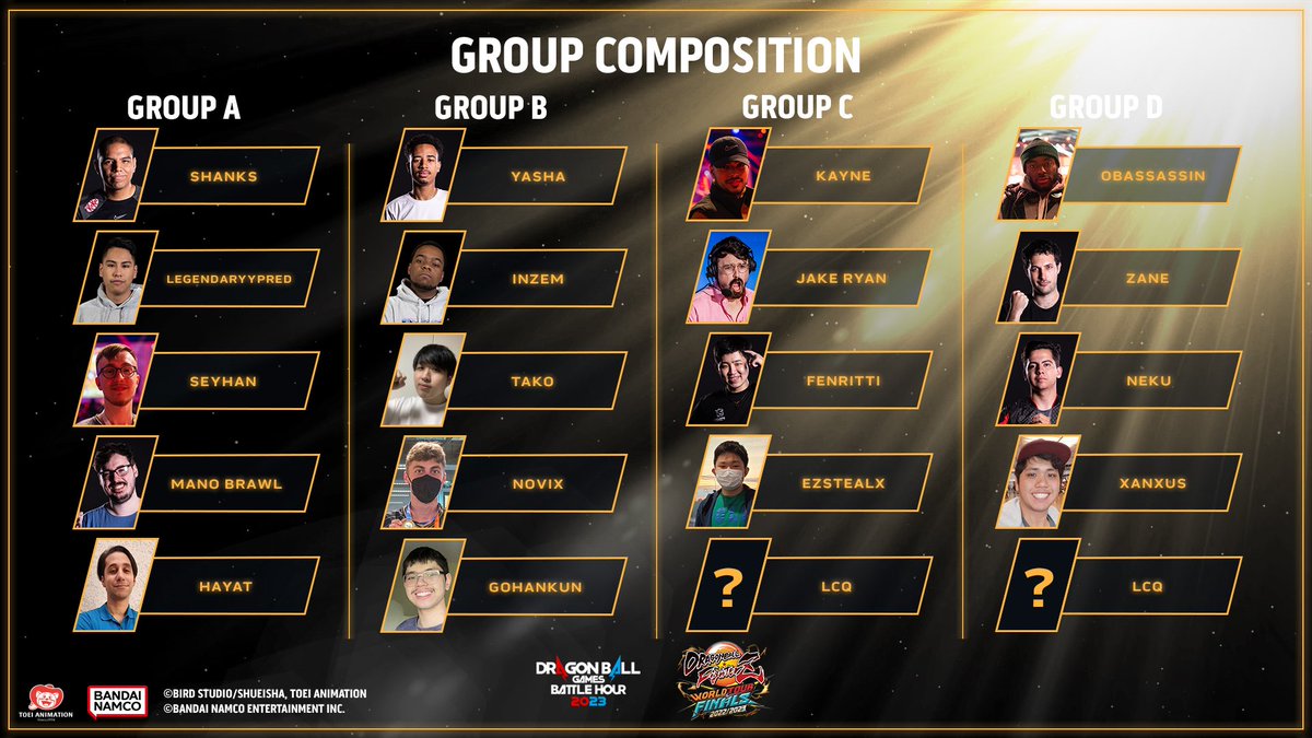 BNEesports's tweet photo. Your #DBFZ World Tour 2022/2023 Finals groups have been drawn!
See you next week to crown a new champion!
📍 Las Vegas, Nevada
📅 March 4 - 5
#DBFZWT2022 https://t.co/pdFYiVKIeK