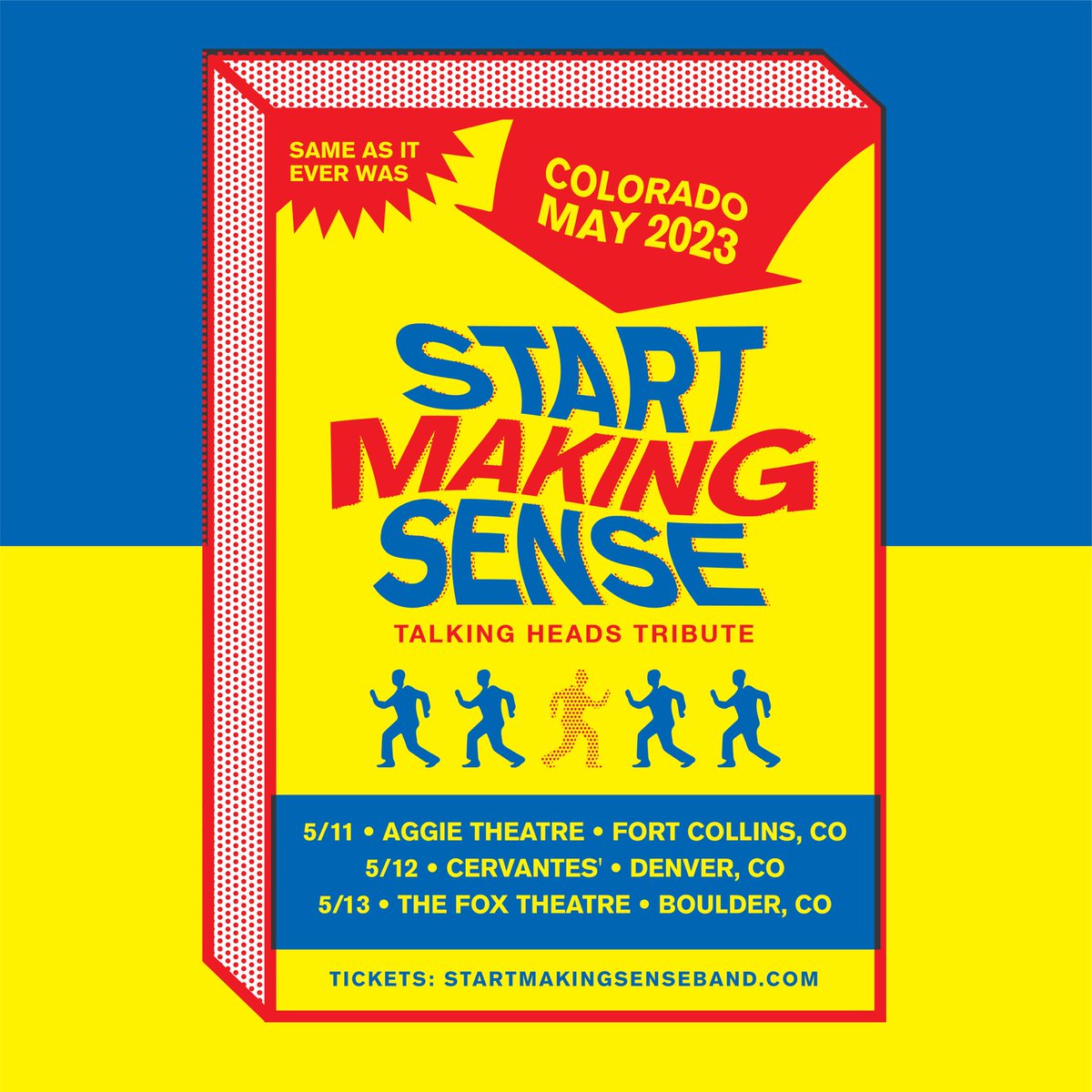 StartMakinSense's tweet image. Colorado!! 

5/11- @Aggie_Theatre 
5/12- @CervantesDenver 
5/13- @Thefoxboulder 

#startmakingsense #talkingheads #colorado #fortcollins #denver #boulder