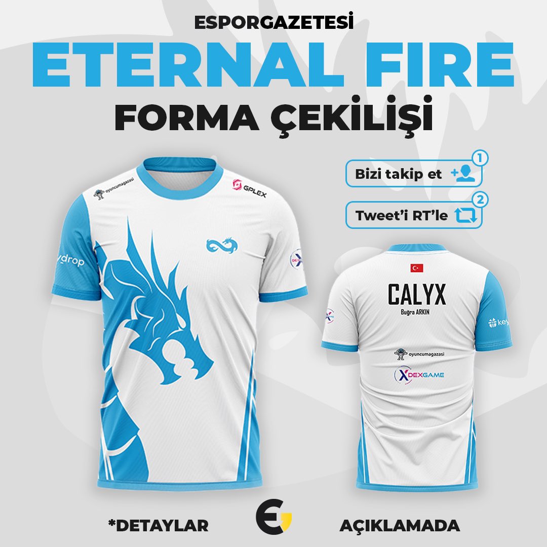 🎉Eternal Fire’ın ilk LAN şampiyonluğunu kutlamak için bir adet yeni sezon forması çekilişi yapıyoruz!

Çekilişe katılmak için:

✅Hesabımızı takip edin!
🔁Bu tweeti retweetleyin!

Çekiliş sonuçları 04.03.2023 tarihinde açıklanacaktır.

Bol şans!