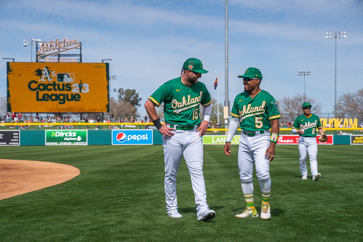 Athletics's tweet photo. first spring game cheesin' 😁🧀 https://t.co/T8MZmk9a0M