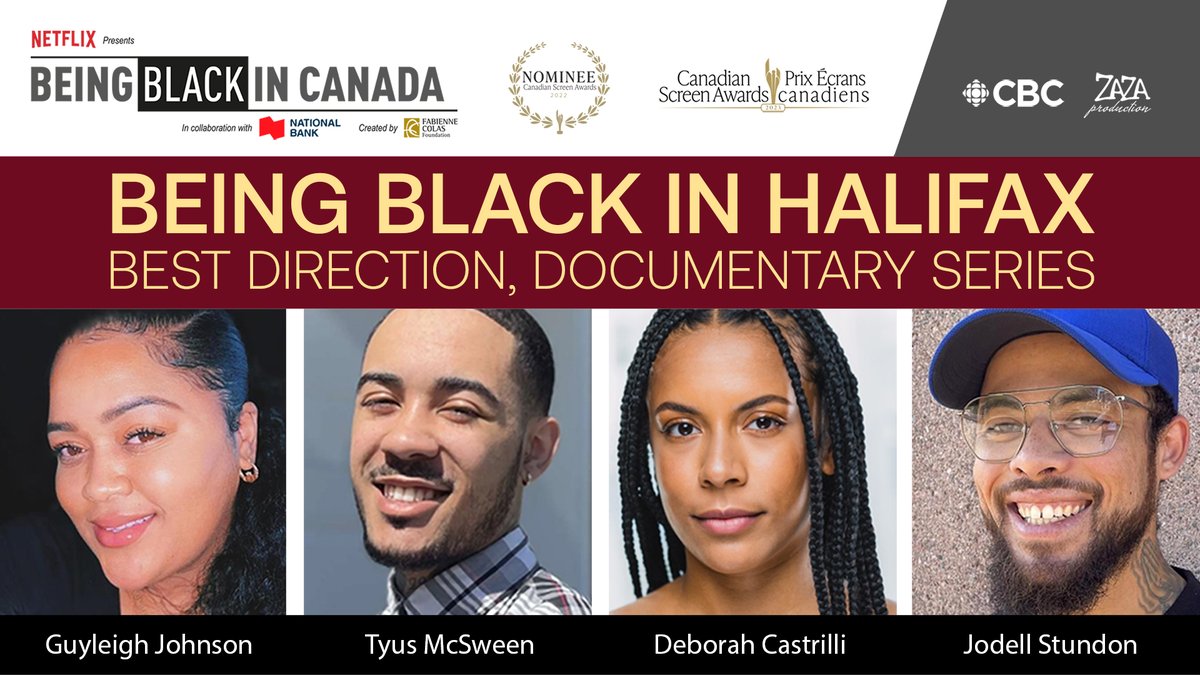 Congratulations to the <a href="/FabienneColasFd/">Fondation Fabienne Colas Foundation</a>'s #BeingBlackInHalifax on their well-deserved nomination for a CSA (Director in a Documentary series)! 

We are proud to see your dedication recognized, and your voices heard. 

Join us for tonight's BBIC screening: loom.ly/FZRUaUk