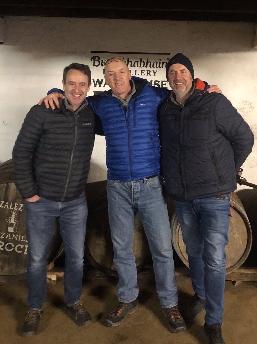My pal Peter <a href="/thewhiskeyguy1/">Peter White, the cyclist</a> White visited <a href="/Bunnahabhain/">Bunnahabhain Distillery</a> WH9 today and is flanked here by our other guests, Phil (L) and his brother Paul. 😁👊🥃🥃🥃