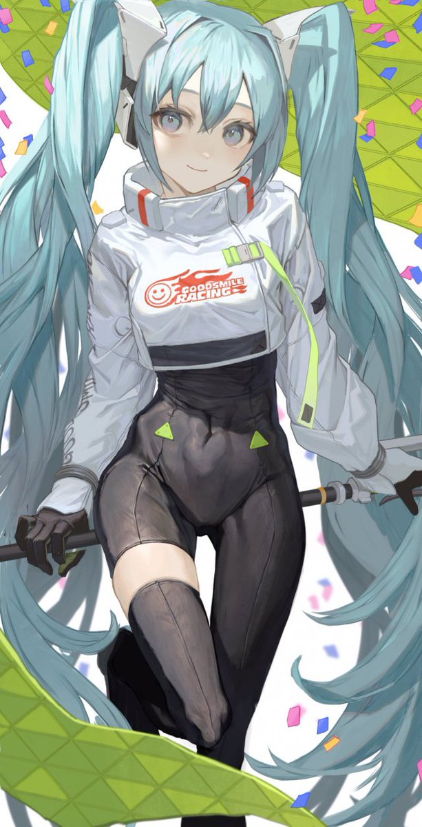 初音ミク ,レーシングミク 「皆さんおはようございます。シフト二連勤最終日は焼き肉運送便管理担務。すかすかなメ」|まるすのイラスト