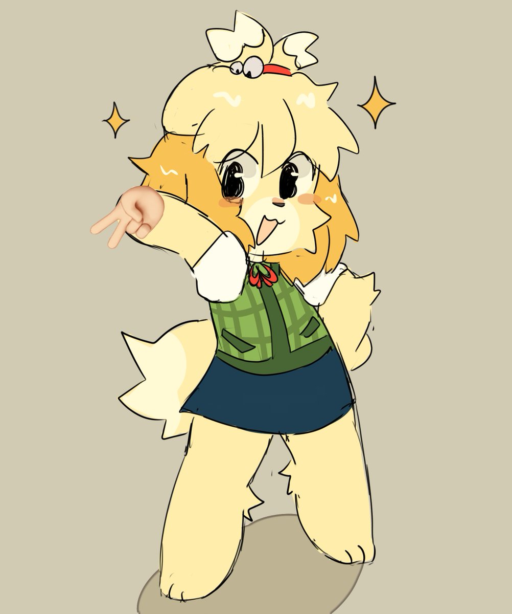 isabelle (animal crossing) 1girl solo dog girl furry furry female tail topknot  illustration images
