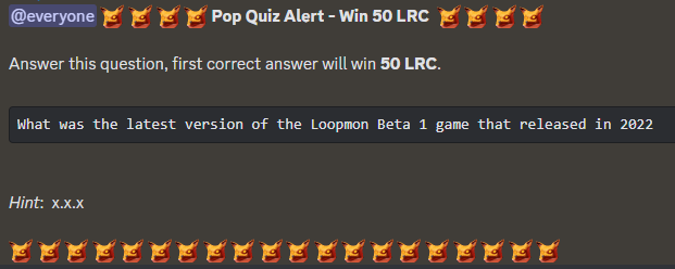 LoopmonNetwork's tweet photo. 🚨  Join our discord server for the chance to win up to 100 LRC every day with a daily quiz and challenge 🚨

https://t.co/RWmamokFlG

The catch: Have fun!

#loopring #lrc #loopmon #layer2 #l2 #l2nft https://t.co/AdL8bCSAoj