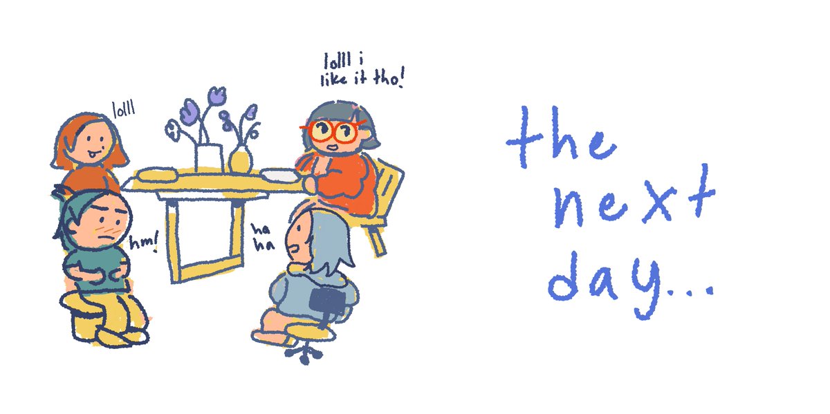 a lil comic about a new mannerism of mine i had no idea about until now ft. jane koto &amp; ren :o) 