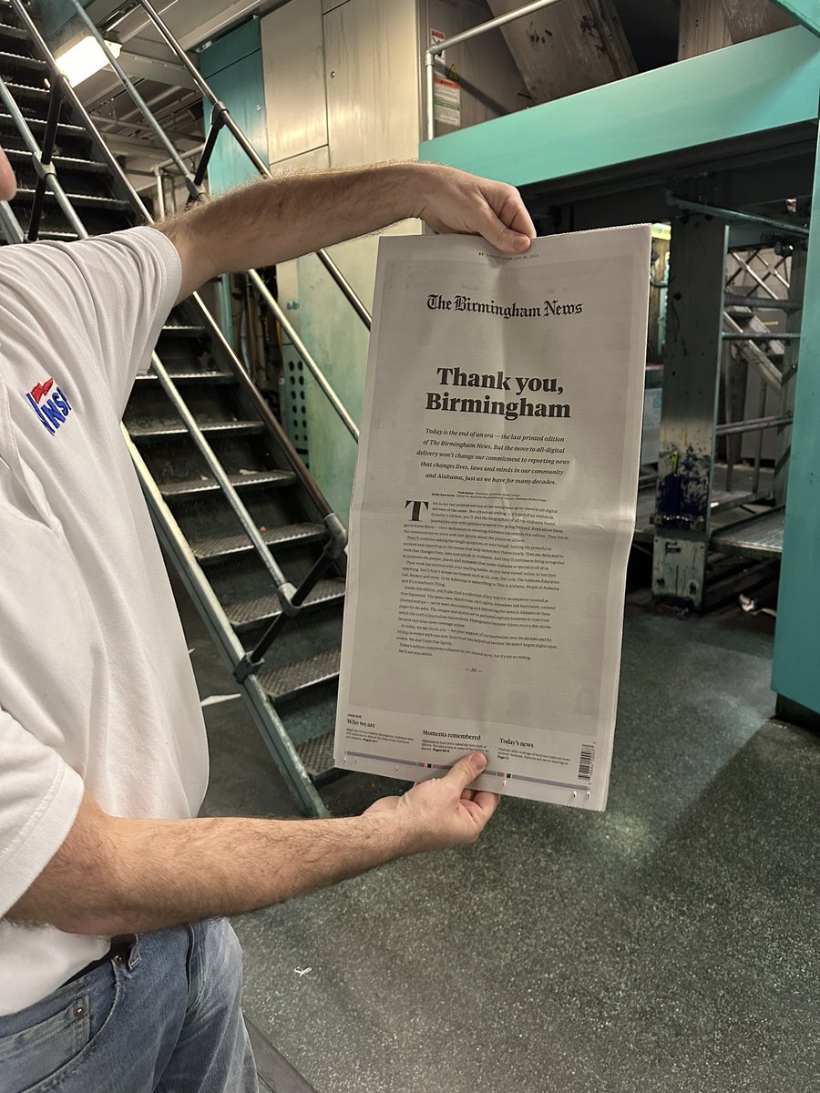 Our final editions print tonight. 

There’s a theme: We will continue to deliver high-quality journalism in #Huntsville, #Birmingham and #Mobile.  

Inside the pages, we introduce you to our more than 100 Alabama-based journalists who already do just that everyday in digital.