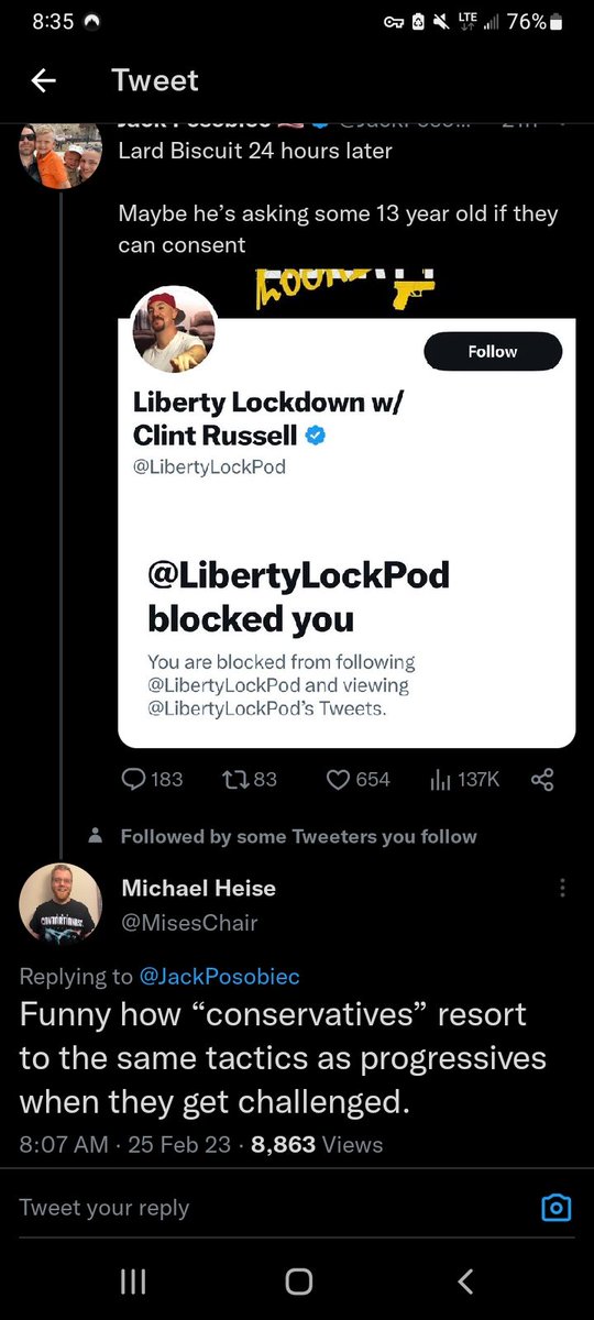 Justin_L_Smith_'s tweet photo. #MichaelHeise &amp; #RyanDawson coming to the defense of #ClintRussell of #LibertyLockdown. I would also remind ppl that Clint doesn't like receipts. He mass deletes his Tweets &amp; gotten them removed from the WayBackMachine.
#LPMC
#ProPutin #MisesCaucus
#Kremlintarians
#MisesChair https://t.co/MNFMMliHWF