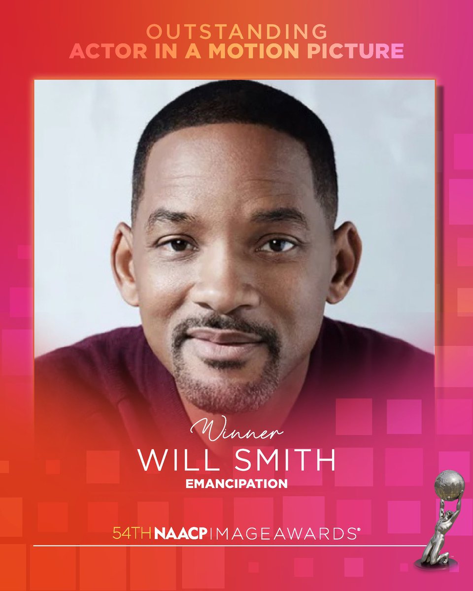 Congratulations #WillSmith 🎉
Outstanding Actor in a Motion Picture.
#Emancipation 🏆54th #NAACPImageAwards
#OurStories #OurCulture #OurExcellence