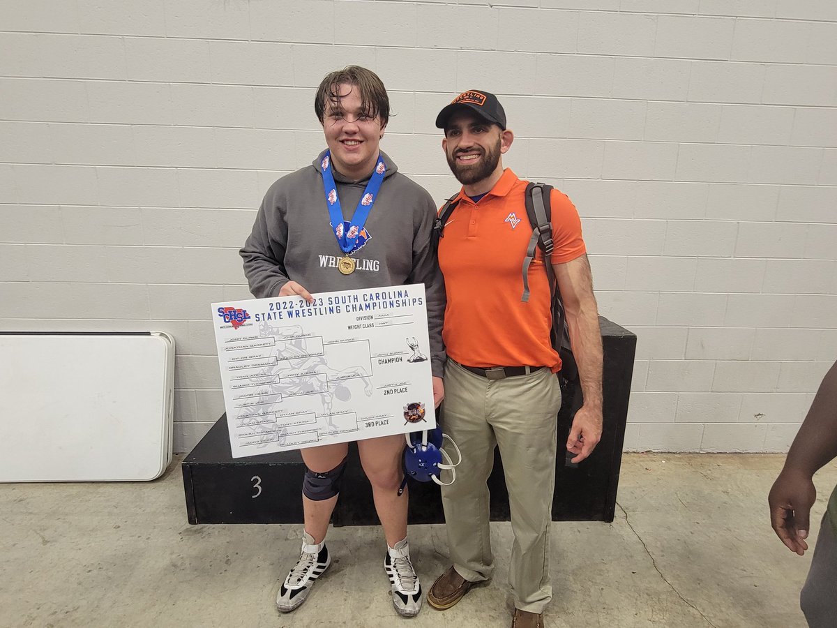 ValleyFB's tweet photo. John Burke is your 2023 AAAA state champion in the 285 lb. weight class. Thus is the 1st wrestling state championship for Midland Valley High School and for Aiken County. @ItsKyleDawson @NickWRDW @BrendanWJBF @LouatTheState @CDearing82 @ACPSDistrict @WJBFSports @astvsportsfront https://t.co/9VqebGJNtt