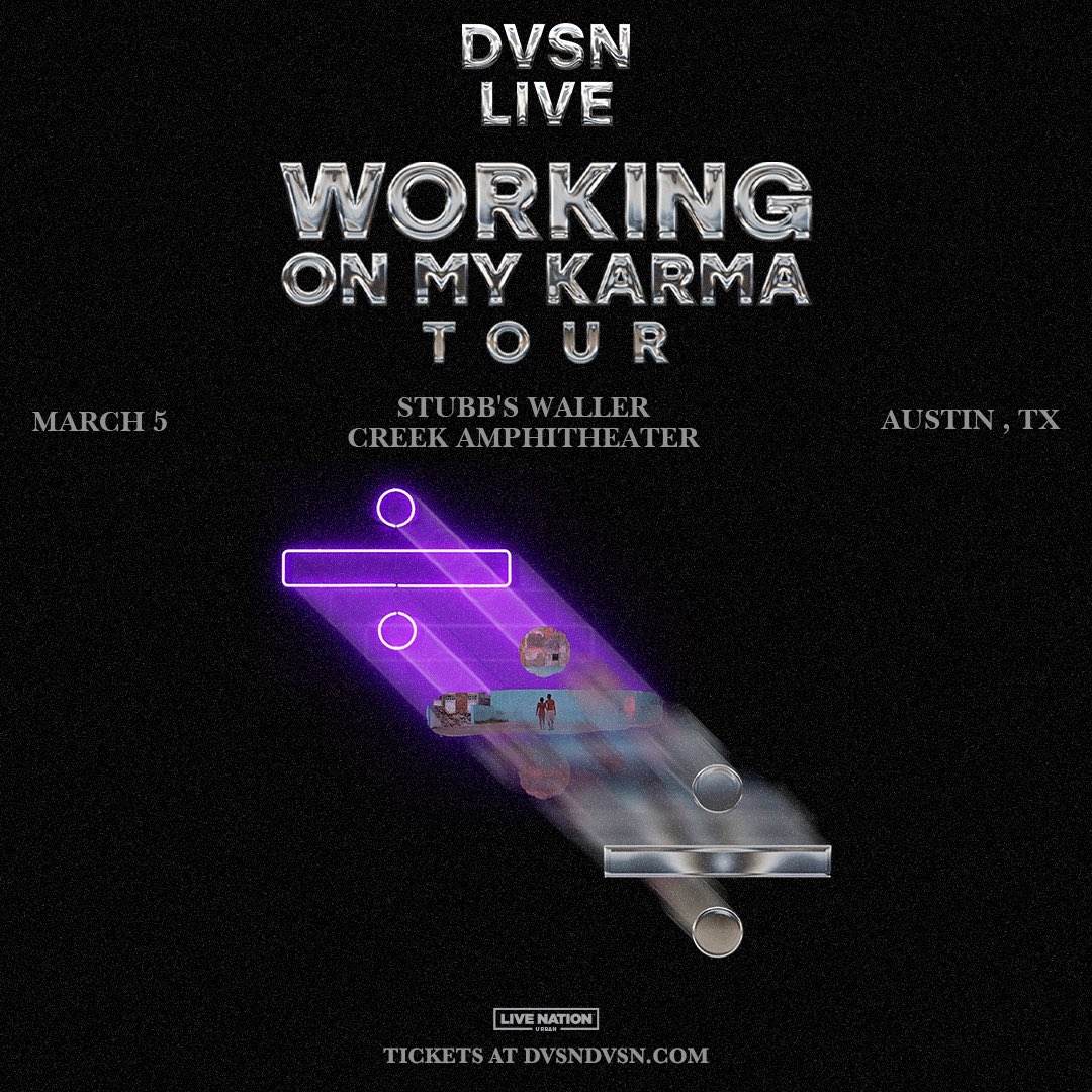 ➗ TICKET GIVEAWAY ➗ 

Canadian R&amp;B duo <a href="/dvsn/">dvsn ÷</a> are bringing their Working On My Karma tour to Austin. March 5th at <a href="/StubbsAustin/">Stubbs Austin</a> and we’ve got a pair up for grabs!

Rules:
① RT this post
② Follow <a href="/atxconcert/">Austin, Texas</a>
③ Tag your +1 in the comments

Winner announced on March 3rd!