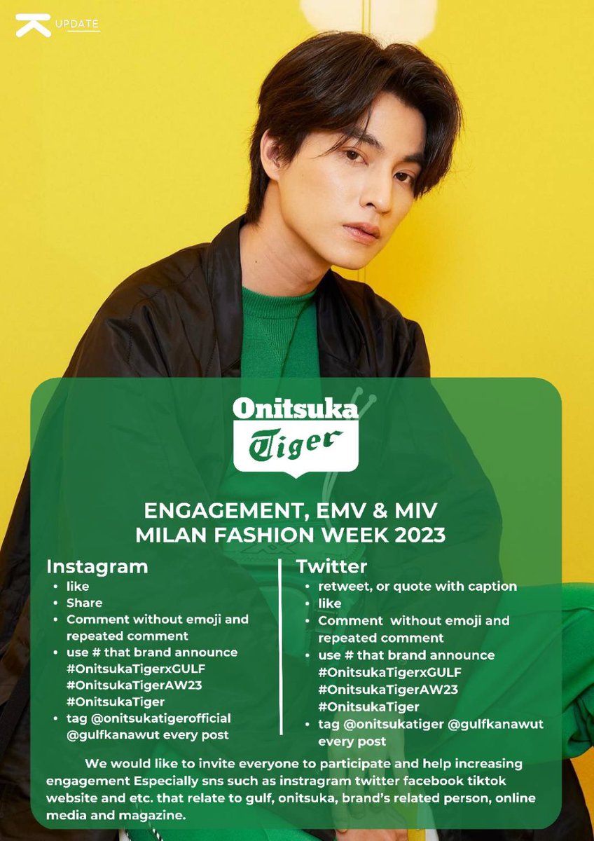 DramaFeverDFW's tweet photo. RT @Knwupdate: เชิญชวนทุกคนมาช่วยกันสนับสนุนเพิ่มยอด Engagement , EMV และ MIV ให้น้องกลัฟในการเข้าร่วมงาน Milan Fashion Week - Onitsuka Tiger Autumn/ Winter 2023 Fashion Show ฝากการมีส่วนร่วมในโพสต์ขอ��โซเชียลมีเดีย สื่อออนไลน์ต่างๆทุกช่องทางเลยน้า
#Onits… https://t.co/6U7aUSLSvS
