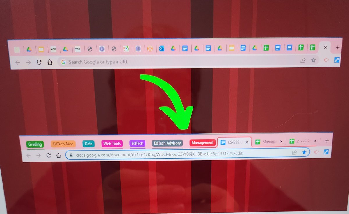 Creating tab groups to find things easier than 100 tabs open, Amazing! Thanks Ceres EdTech crew! #SpringETC