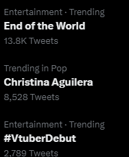 BrilloVT's tweet photo. o gawd not Christian Aguilera becoming a vtuber its the End of the World #VtuberDebut #EndOfTheWord https://t.co/DceqaEmDtO