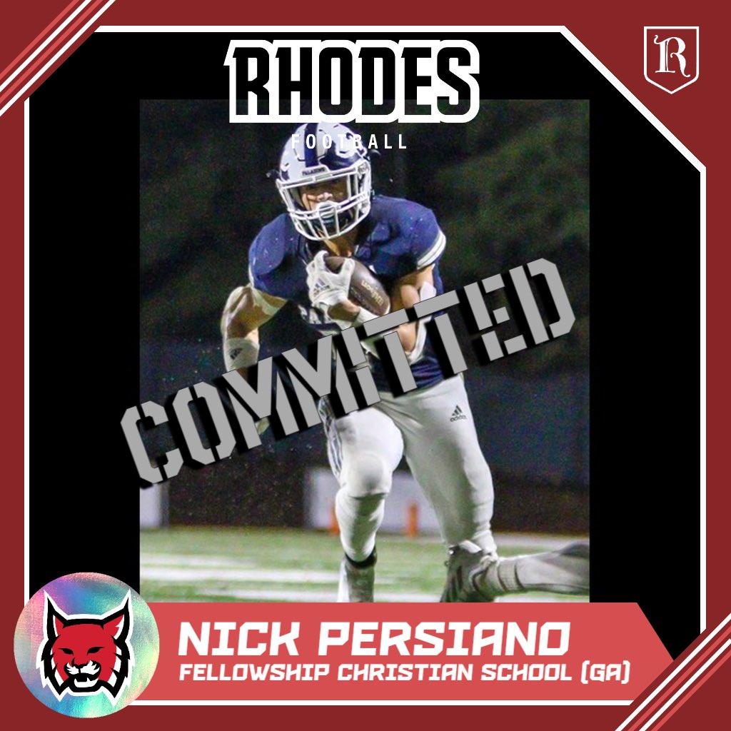 nickpersiano's tweet photo. I am blessed to announce I have committed to Rhodes College! Thank you to my family and coaches who helped me get here! @RhodesFootball @coachrichduncan @CoachBrown60 @PaladinsFCS @factorytrainer https://t.co/zNv49sjxKq