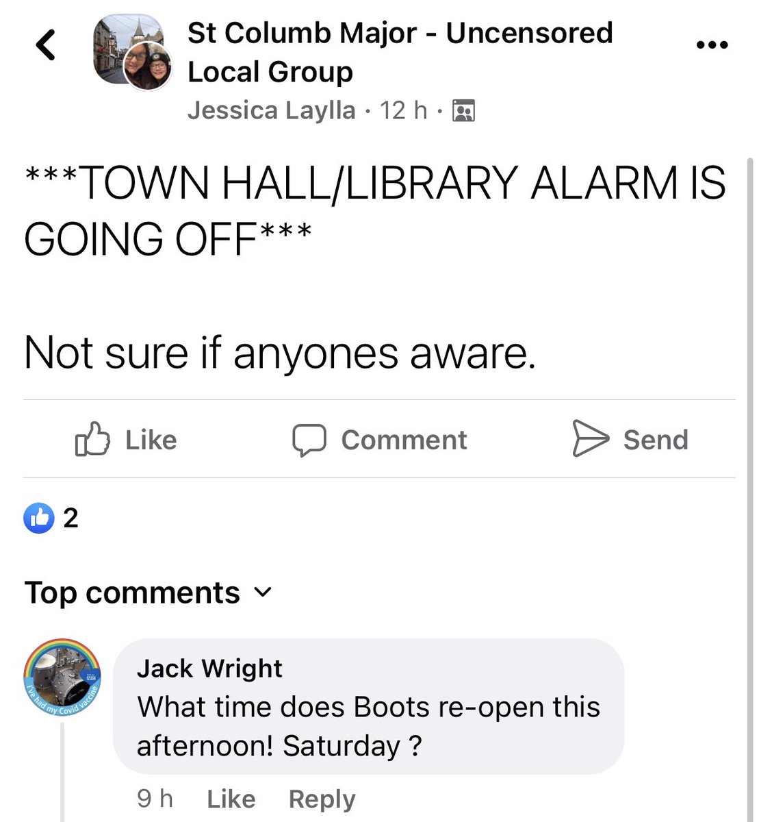 In the face of a possible emergency, my home town everyone *studio applause*