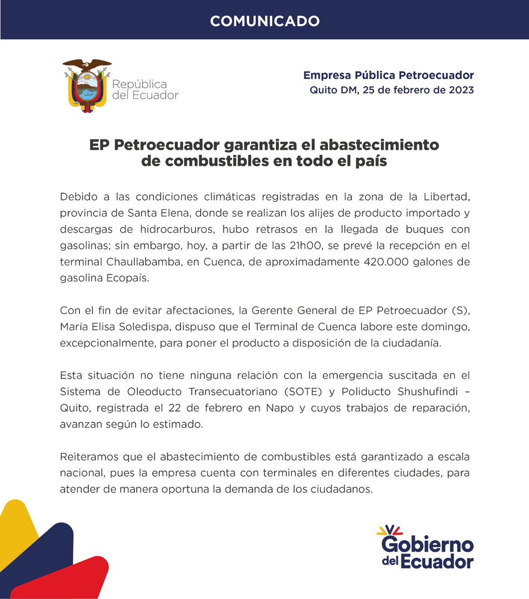 andresmunoza's tweet photo. Así como se han viralizados los mensajes del supuesto ‘desabastecimiento’, ojalá también repliquen este comunicado oficial. Vivimos en un país de Ripley. https://t.co/8RUDgDIIQk