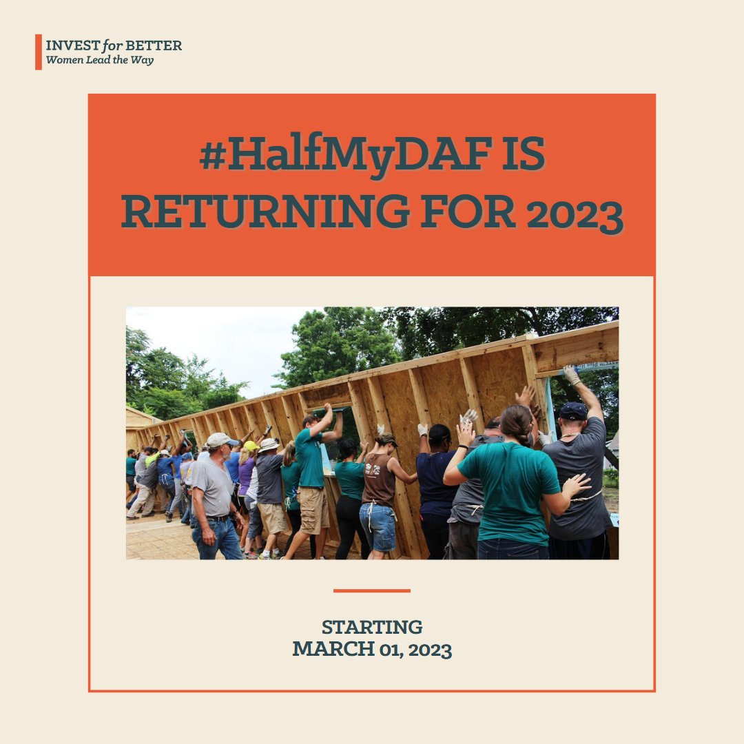 Join @JenRisher and the #HalfMyDAF movement as they present a unique opportunity to make a positive impact and maximize charitable giving starting March 1. bit.ly/3IdFOpy
#investingtips #esg #sustainableliving #socialimpact #womensupportingwomen