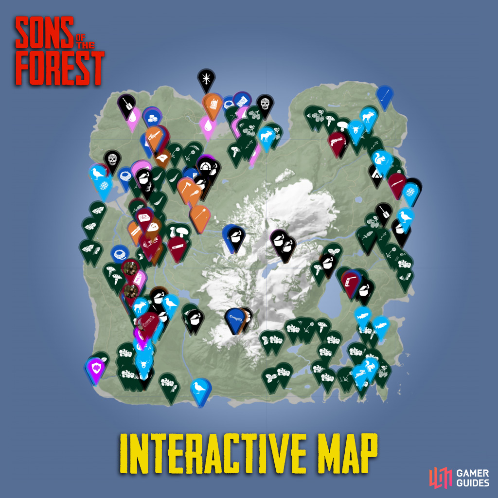 Mapa interativo Sons of the Forest: armas, itens, equipamentos e cavernas