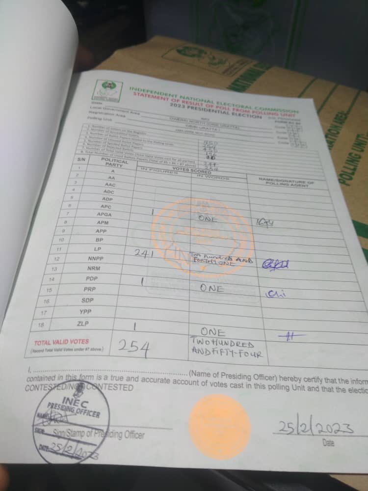 mikekelvin101's tweet image. My polling unit Imo state owerri North Ama wire PU 025 delivered to @PeterObi and LP score the    LP  241 PDP 1 APC 1 #NigeriaDecides2023 #presidentialelection2023 #PeterObi2023 #PeterObiIsComing