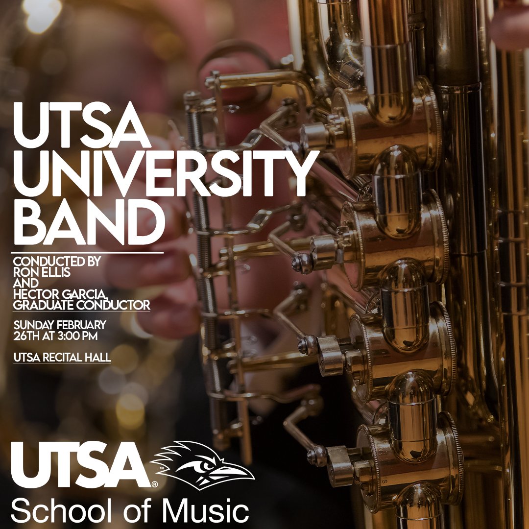 Make sure to come and see the UTSA University Band perform TOMORROW at 3:00 p.m.  in the Recital Hall! Admission is free! 🥳🤙🎶#utsamusic #birdsup