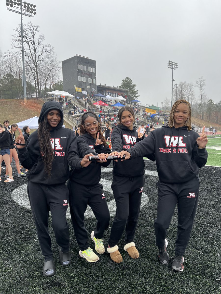 Congratulations to Chelsea Williams, Makai August, Sydney Glee and Madison Gardner for breaking the school record in the 4x100 relay today at the Alpharetta High School Meet.  Ladies finished with a time of 47.38! 👀🔥  #WAPRIDE