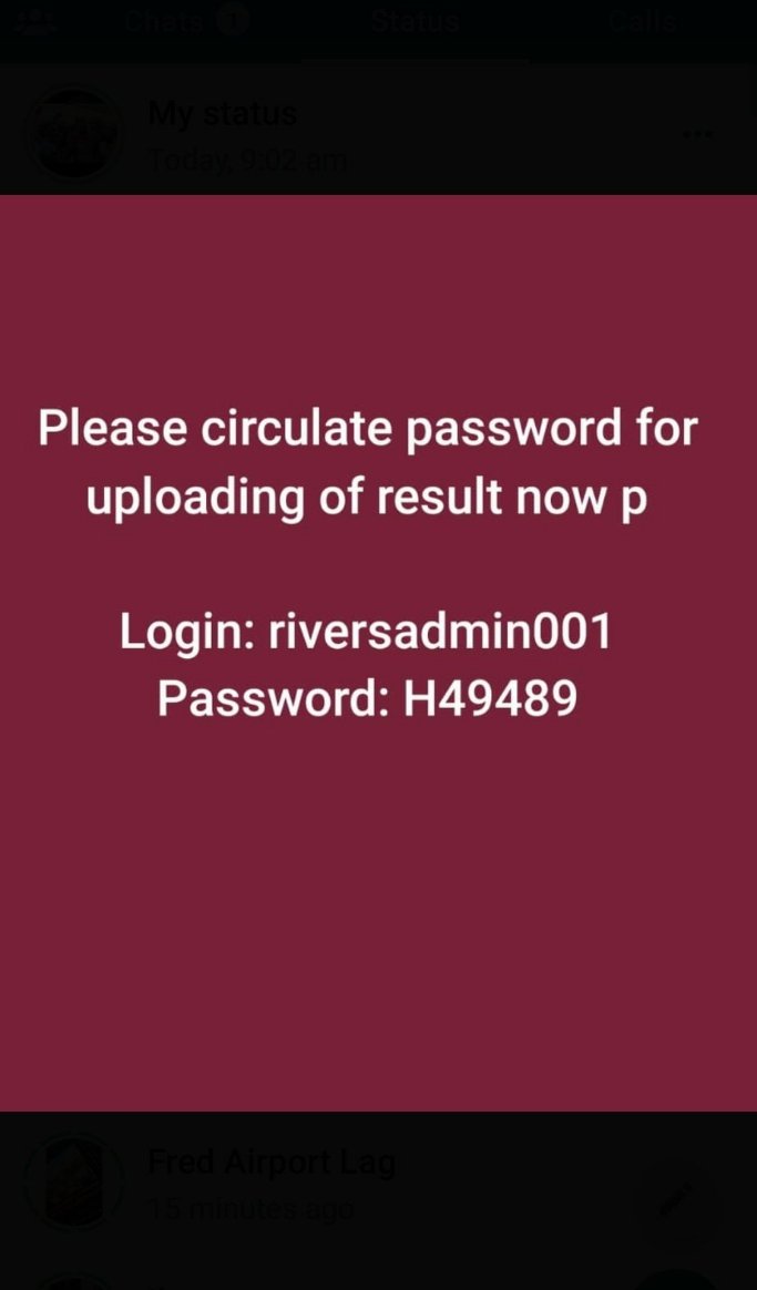 uyoboy080's tweet photo. Pls circulate the Id and password to upload Bvas result in Rivers state 

Retreat heavily 

Reno alimosho kaduna nasarawa north arise tv katsina lp and apc
#SituationReport apc 3 sanwo olu bauchi reno kano Labour Party mc oluomo https://t.co/S1lLIwB4uV